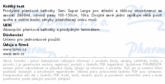 Seni Super inkon.plenkové kalhotky L 10ks