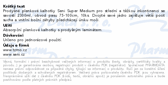 Seni Super inkon.plenkové kalhotky M 10ks