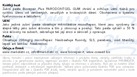 Biorepair Plus Parodentgel Gum zubní pasta 75ml