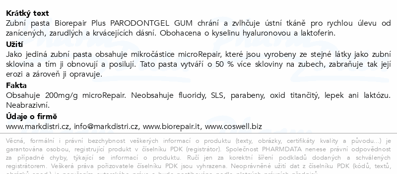 Biorepair Plus zubní pasta Parodentgel Gum 75ml
