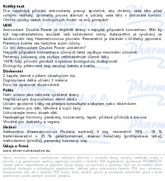 ALIVER Antioxid.Double Power Astax.+Resver.cps.60