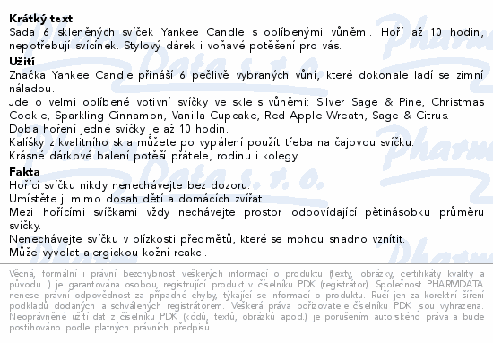 Yankee Candle dárková sada 6 vonných svíček