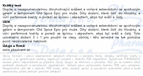 Old Spice Epic Legend sprchový gel 3v1 400ml
