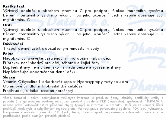 ZEEN by Roal Vitamín C 800mg cps.60