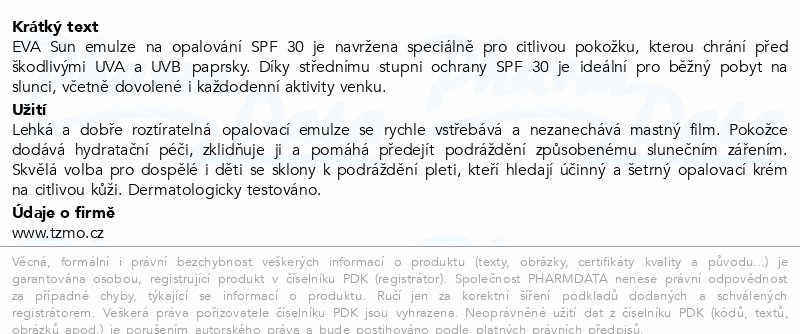 Eva Sun emulze na opalování SPF30 120ml