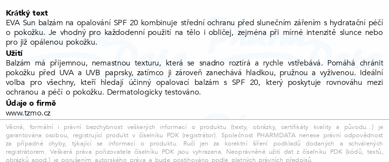 Eva Sun balzám na opalování SPF20 150ml