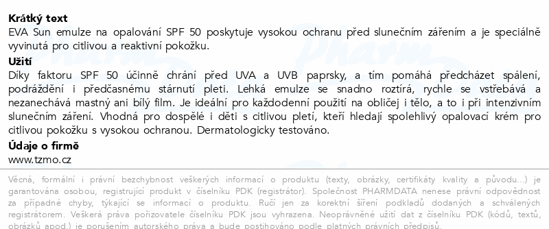 Eva Sun emulze na opalování SPF50 120ml
