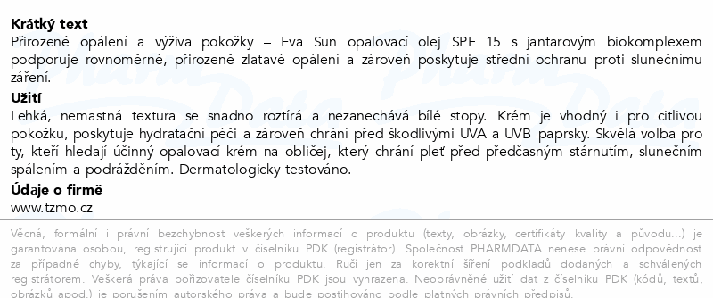 Eva Sun olej na opalování SPF15 150ml
