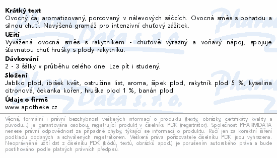 Apotheke Premier Intense Hruška a rakyt.čaj20x2.5g