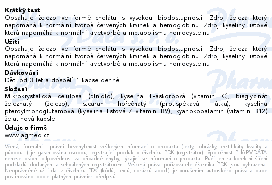 AGmed Železo chelát+kys.list.+vit.B12+vit.C cps.60