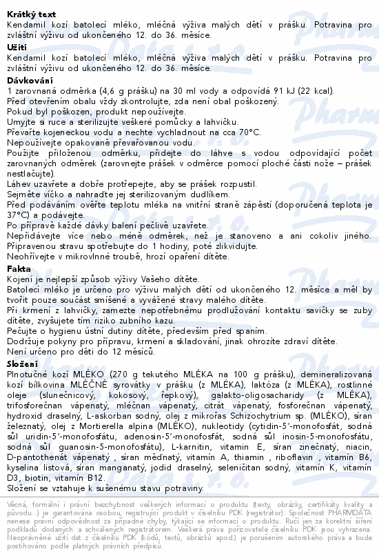 Kendamil 3 kozí batolecí mléko 500g