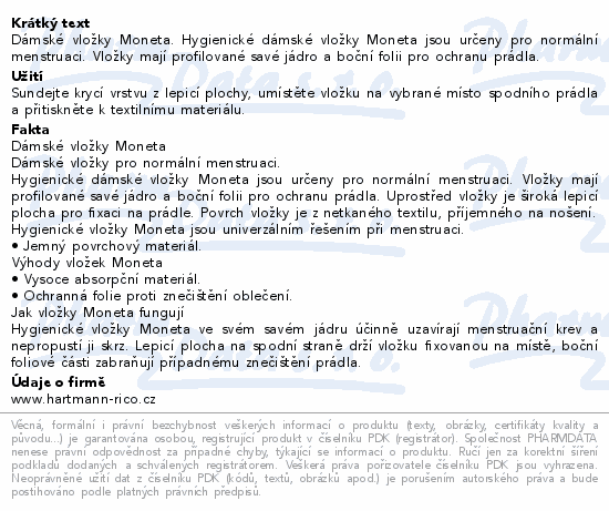 Moneta by Ria dámské vložky normal 16ks