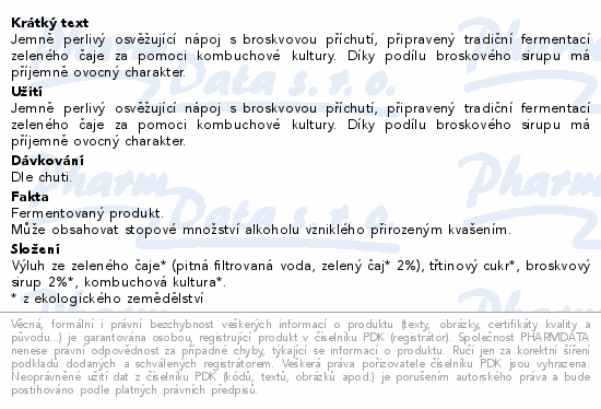 Allnature Kombucha Broskev BIO 330ml