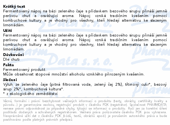 Allnature Kombucha Černý bez BIO 330ml
