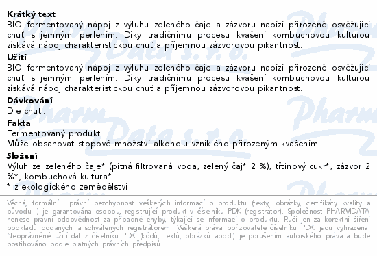 Allnature Kombucha Zázvor BIO 330ml