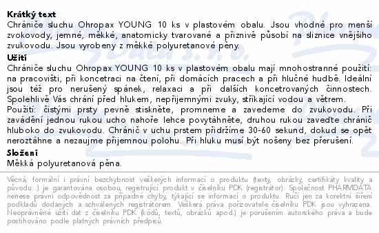 Ohropax Chránič sluchu YOUNG 10ks