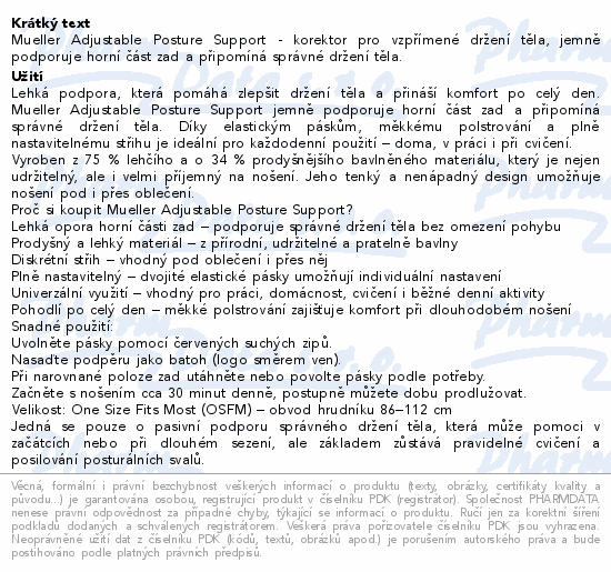 Mueller korektor pro vzpřímené držení těla
