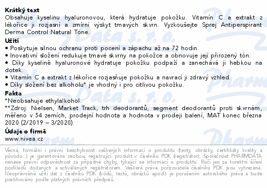 NIVEA Derma Control Natur.Tone AP sprej 150ml91776