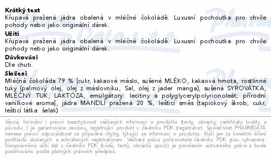 POEX Choco Exclusive Mandle v mléčné čokoládě 200g