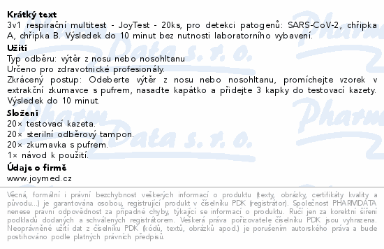 JoyTest 3v1 respirační multitest 20ks