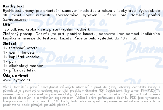 JoyTest Železo (Ferritin) Rapid test 1ks