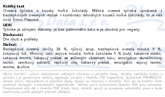 EMCO Flapjack ovesný hořká čokoláda 45g