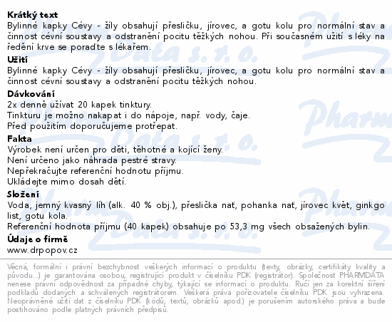 Dr.Popov Kapky bylinné Cévy žíly 100ml