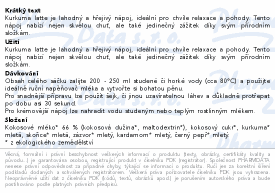 Organis Kurkuma latte 10x28g