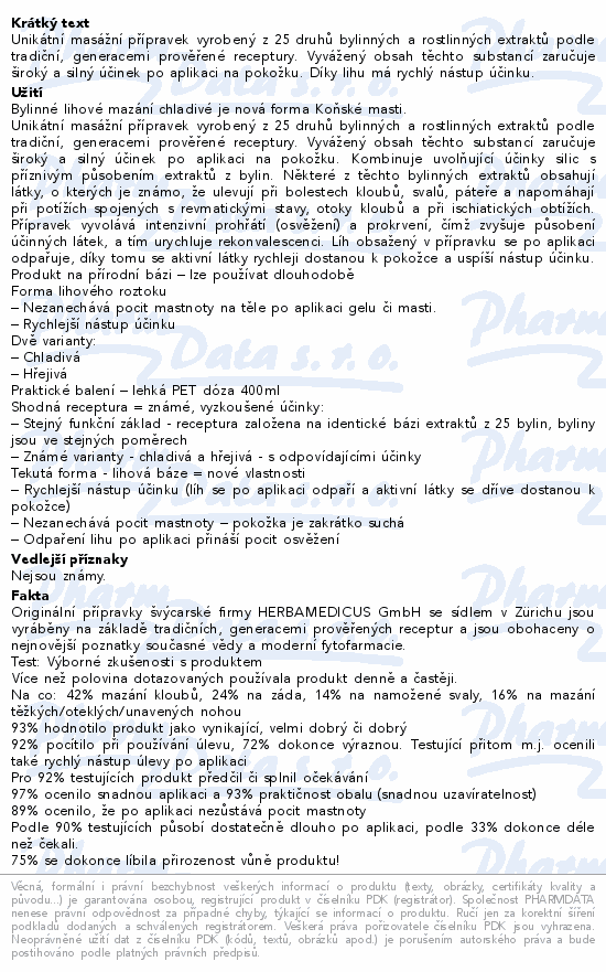 SwissMedicus Koňská mast Bylin.lih.maz.chlad.400ml