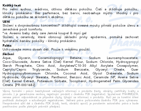 Aveeno baby Dermexa hydratační mycí gel 250ml