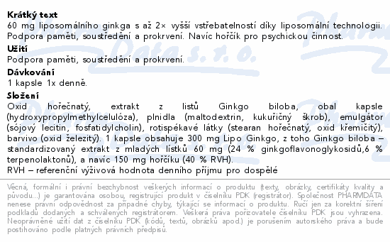 GS Lipo Ginkgo paměť+ 60mg cps.90