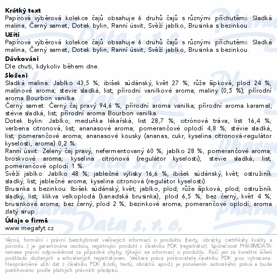 Megafyt Tajemství chutí kolekce čajů 6x5ks