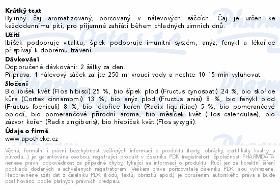 Apotheke BIO Zimní šálek se skořicí 20x1.8g