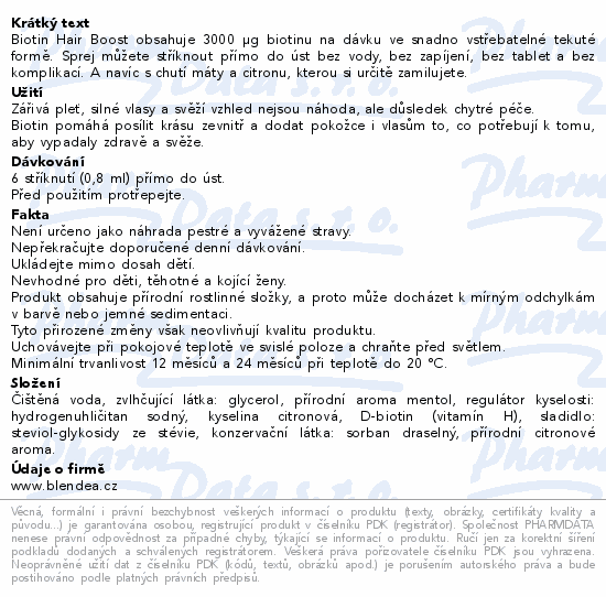 Blendea Biotin Hair Boost sprej máta&citron 10ml