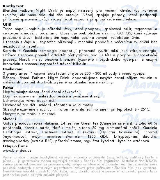 Blendea Fatburn Night Drink černý rybíz 90g