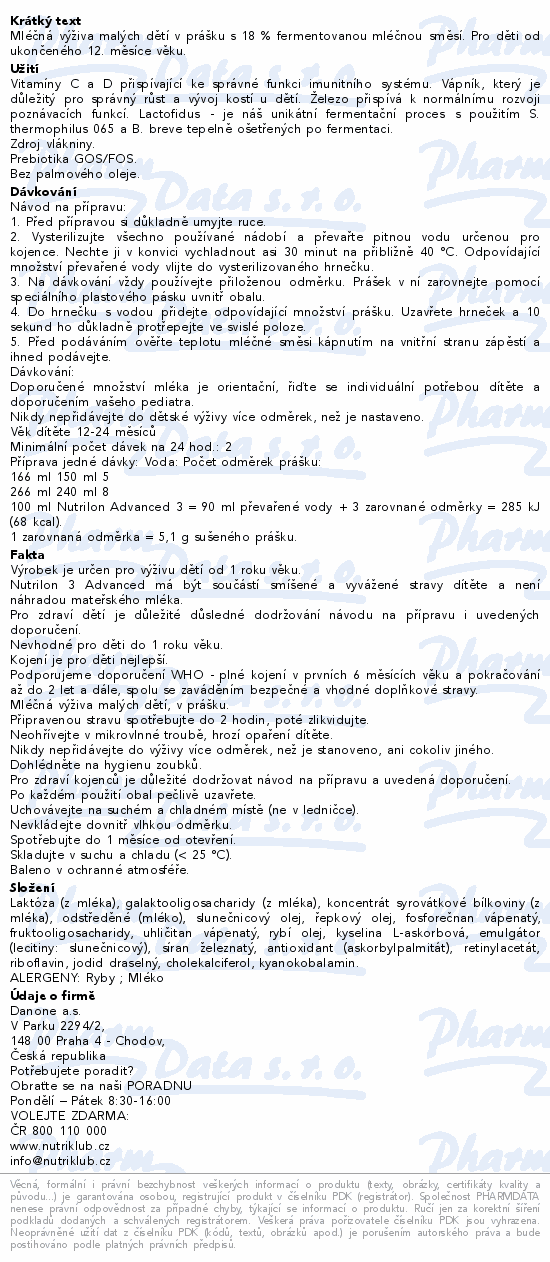 Nutrilon Advanced 3 800g