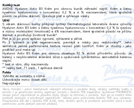 AVENE Hyaluron Activ B3 Krém náplň 50ml