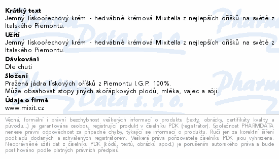 Mixit Nocciola lískové máslo z lískov.oříšků 300g