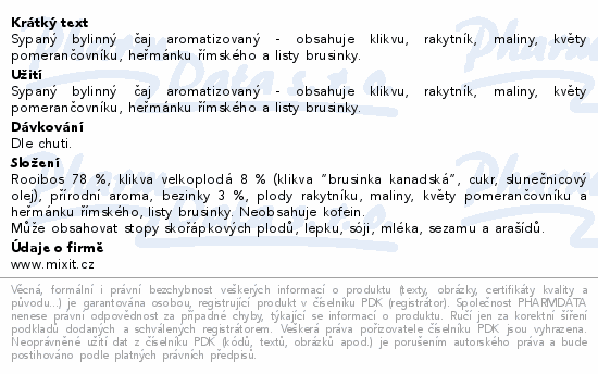 Mixit MixiTea Rooibos&malina 100g