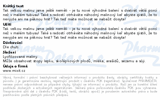 Mixit Velké křupavé ovoce malina 140g