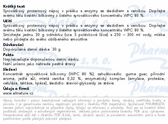 Allnature Sportlab WHEY Protein vanilka 1000g