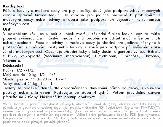 PET HEALTH CARE Péče o led. moč.ces.psy koč.tbl.60
