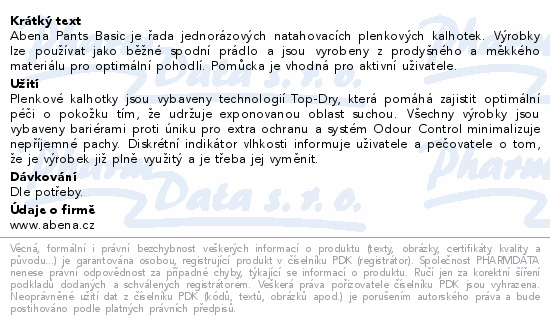 Inkont.navlék.kalhotky Abena Pants Basic M1 20ks