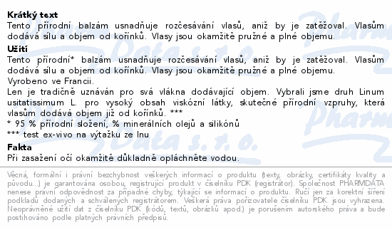 KLORANE Kondicionér se lnem pro objem 200ml