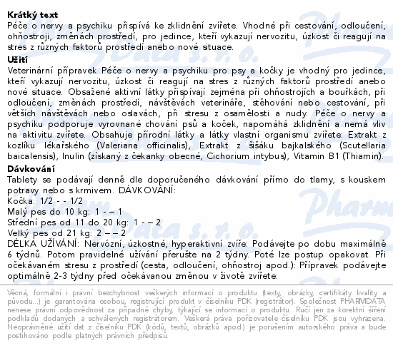PET HEALTH CARE Péče o nervy a psychiku tbl.60