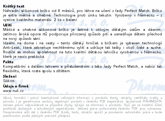 NUK Perfect Match brčko náhrad.silikon.8+m 2ks