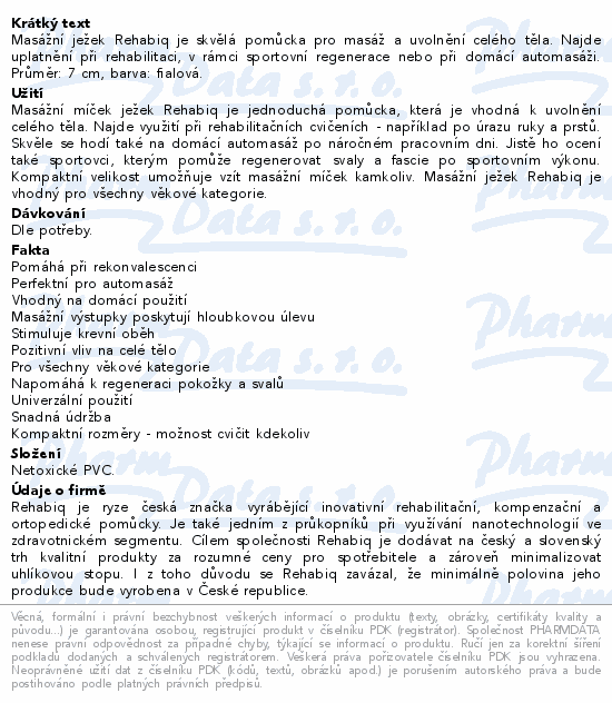 Rehabiq masážní míček ježek fialový 7cm