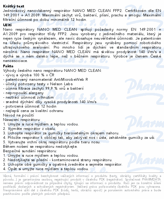 NANO MED CLEAN nano respirátor FFP2 25ks