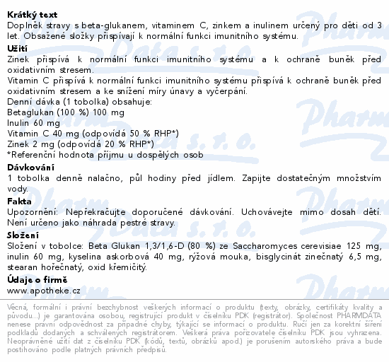 Apotheke Beta glukan pro děti tob.120