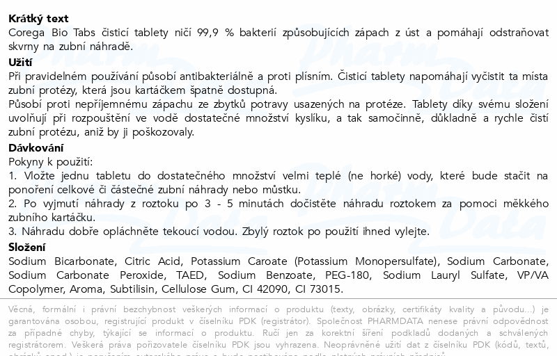 Corega Bio Tabs čisticí tablety 120ks